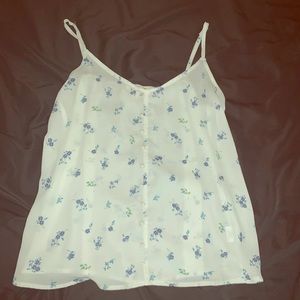 Sheer white flowy tank
